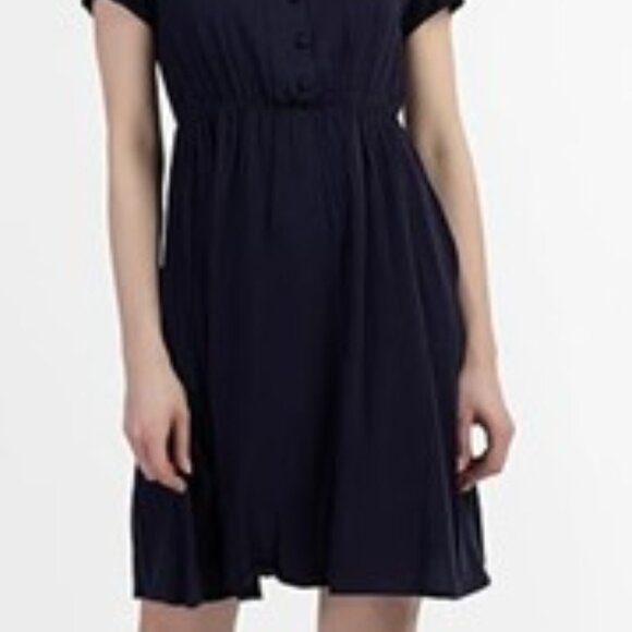 simple  cotton short sleeve black dress elastic wait sz LG San Francisco - Picture 4 of 16